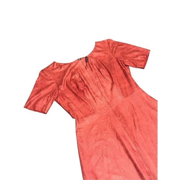 NWT ALEXIS X REVOLVE  faux leather suede rose metallic mini dress with zip back - Picture 4 of 8